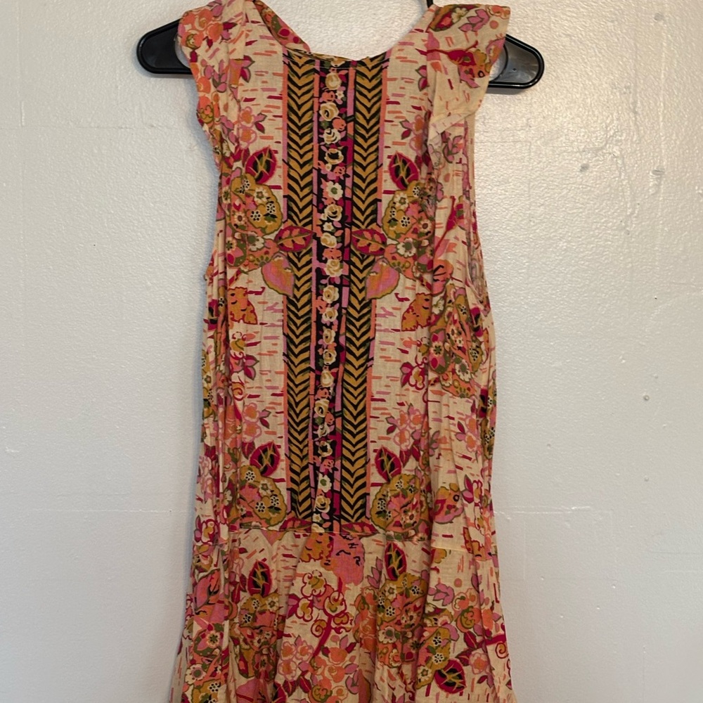 Free People Floral Midi Dress - Pink and Orange